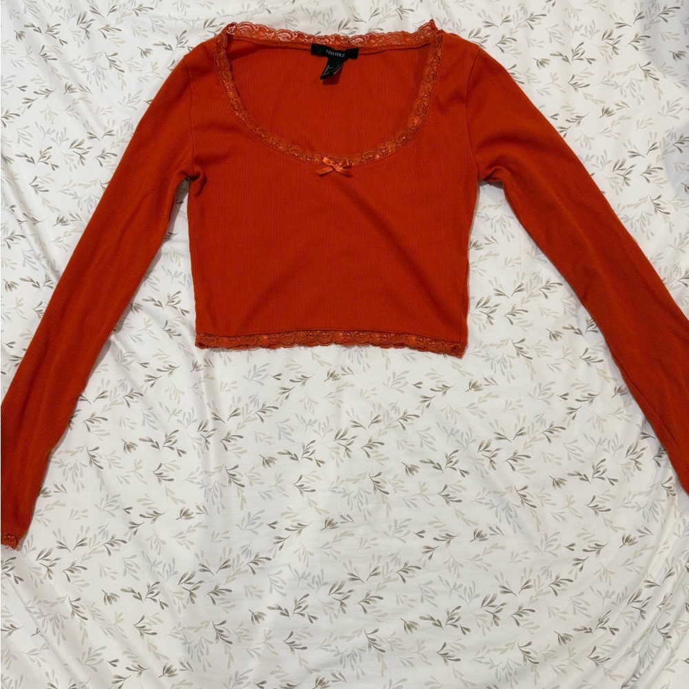 Forever 21 Rust Long Sleeve Blouse